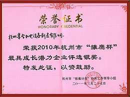 雏鹰杯荣誉证书（2011.3）